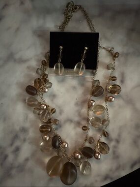 Dazzle Bronze-Tone Multi-Bead Pendant Necklace & Earrings Set